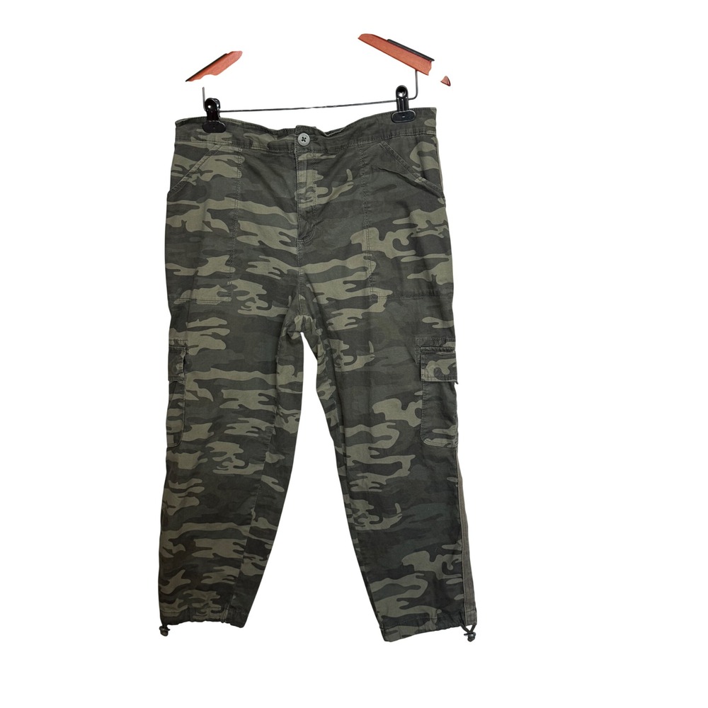 Sanctuary Camo Cargo Pants XXL Green Cotton Utility High Rise Adjustable